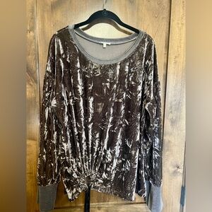 MYSTREE Brown crushed velvet top - Size L